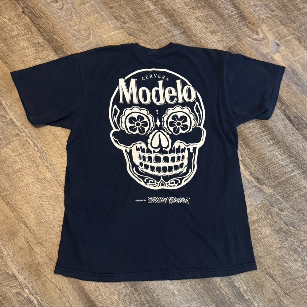 Modelo Mister Cartoon Cerveza Shirt Adult Large  Sugar Skull  Rare Men's